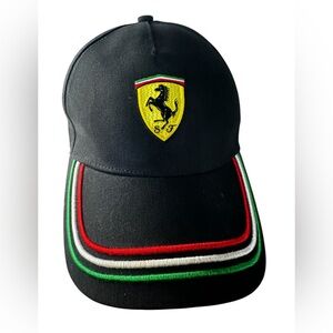 Ferrari Scuderia Ferrari Black Baseball Cap Italian Flag Crest Racing Hat